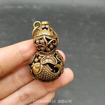 Antique jade antiques miscellaneous collection of antique brass carp lotus hollow hoist keys crash