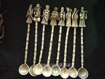 Antique Collection of Antique Silver Copper Copper Copper Silver Silver Plated Eight Series Spoon of Silver Spoon Copper Spoon