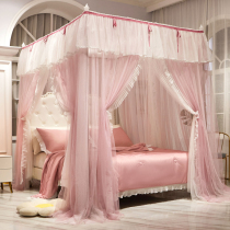 Double Princess Wind mosquito net 1 8m bed 1 5m Home 2 m thickened Thickened Stainless Steel Bracket Palace Triple Door