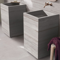 Rock plate integrated floor-standing washbasin toilet balcony outdoor column basin custom retro