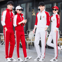 21 new couples sportswear suits men and womens spring and autumn casual stand-neck cardigan cotton sweater three-piece set