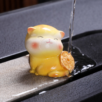 Color-changing tea pet cartoon cat creative home decoration ingot lucky cute tea pet tea play decoration accessories