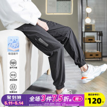 Tang Lion 2022 new casual pants mens beam - foot sweatpants mens speed - dry Korean version loose