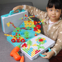 Childrens screw toys electric drill disassembly and disassembly assembly early education puzzle set combination boy toolbox
