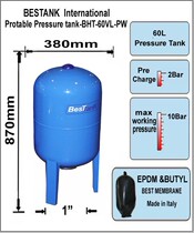 60L-1 0mpa Turkish diaphragm pressure tank floor water supply air pressure tank vertical triangle pressure tank 60L