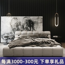 Italian fabric bed Modern simple master bedroom double bed Nordic 1 8 meters Designer soft bag wedding bed Storage cloth bed