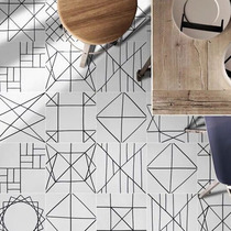 Nordic modern minimalist black and white tiles 200 geometric lines kitchen wall tiles toilet floor tiles retro tiles 300