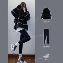 Pregnant women autumn set fashion 2021 net red spring and autumn coat tide mother foreign style new maternity three sets