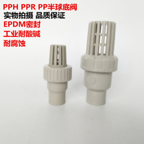 PPR bottom valve PPH ball type bottom valve PPR bottom valve pump flower blue head PP bottom valve 40 50 63 75 90