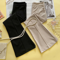 Rice White Slightly Spicy Western Dress Pants Women Summer Thin 90% long pants side zips Slim Horn Pants