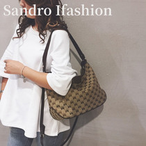 French Sandro Ifashion canvas shoulder bag female 2021 new one-shoulder tote bag Joker Commuter bag
