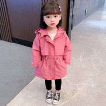Girls windbreaker 2021 autumn new childrens assault jacket foreign style coat baby spring and autumn long princess coat
