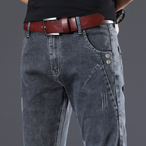 High-end fashion brand summer jeans mens 2021 new fashion thin mens casual slim stretch trousers