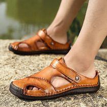 2022 Summer exploits Big code Baotou Genuine Leather Sandals Men Casual Non-slip Headlayer Cow Leather Cool Drag Mens Shoes Outdoor