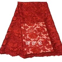 High-grade water soluble lace fabric embroidery mesh dress cheongsam cloth Red soft yarn clothing dress wedding banquet cloth