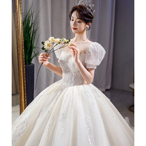French light wedding dress 2021 new bride main yarn Super fairy dream princess palace wind tailing senior pregnant woman size