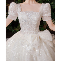 French main wedding dress 2021 new bride court style high-end heavy industry luxury temperament trailing large size pregnant women are thin