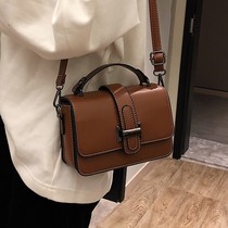 Single shoulder Women bag 2021 new leather solid color simple fashion wild ins Super fire portable cross body small square bag