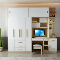 Desktop computer desk with wardrobe and desk combination Small apartment student writing desk bookshelf One-piece one-piece desk cabinet