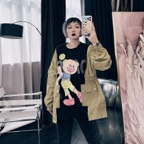 Autumn size womens loose bf lazy wind top 200kg fat MM round neck Autumn Sweater niche design sense
