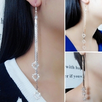 Japan-ROK Water Drill Earrings Trendy Decorations Long flow Su Exaggerated Earrings Female Earline Temperament Bridal Earrings Earrings