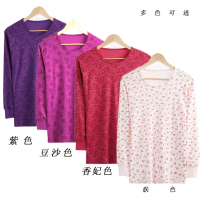 Middle-aged and elderly female pure cotton mums warm autumn clothes with thin old line clothes all cotton single piece underwear round collar blouses
