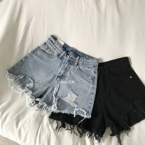 @ Luzai summer American sexy high waist grinding tattered burrs denim shorts women slim Joker hot pants