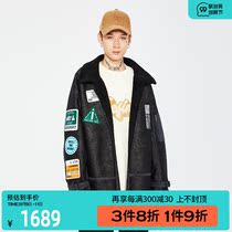 DX Tide brand winter New personality patch lapel plush warm cotton jacket mens M0503VJ20300