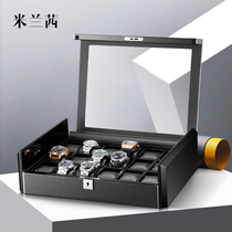 Milan watch box storage box mechanical watch display box solid wood jewelry box collection box with lock home
