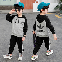 Boys spring clothing suit 2022 new ocean gas medium and small children handsome and sweatshirt Two sets of boy sports clothes wave