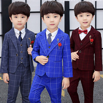 Flower Boy Boy Gown Suit Autumn Winter Plus Suede Children Yingren Small Suit Tide Male babys first year Western suit Three sets