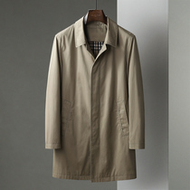 umber spring and autumn mens khaki business casual mid-length windbreaker lapel casual cloak coat jacket