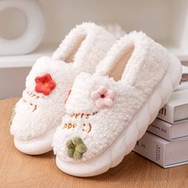 Winter high-heeled all-inclusive cotton slippers female winter bag heel thick bottom can be worn outside non-slip cute dormitory light