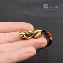 Pure solid copper sculpture baby monkey piece brass micro-carved copper keychain pack hangs copper piece of antique brass