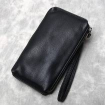 Hands Bag Men Genuine Leather Soft Leather Upscale Long style Zip Wallet Casual Retro Head Layer Bull Leather Phone Wallet Tide