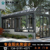 Jiangsu Zhejiang and Shanghai European Roman column villa Sun room terrace Broken bridge Aluminum doors and windows Self-built house Garden glass room customization