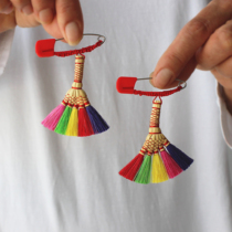 Chinese red mini broom pin pendant broomstick broom brush