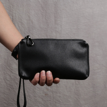 Mens hand held bag genuine leather handbag head layer of cow leather large capacity handbag casual soft leather long wallet mobile phone bag