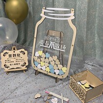 Graduation season transparent signature wedding ceremony birthday annual meeting fingerprint arrangement props love sign-in wood chip creativity