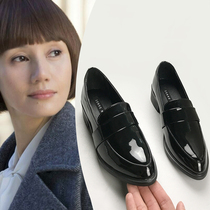 Tangjing with small leather shoes women 2021 Spring and Autumn New British style pointed shoes black professional work Lefu shoes