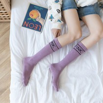 Socks womens spring and summer middle tube Korean version of the trend student cute calf socks net red high tube pile socks tide