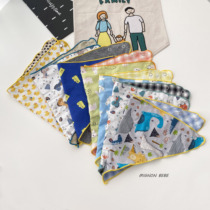 Korea Imported Spring Autumn Cartoon Personality Three Towel Corner Double Sided Pure Cotton Large Number male and female baby saliva towel surrounding mouth
