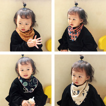 South Korea Spring Autumn Pure Cotton Cartoon Warm Windproof for men and women Childrens newborn baby Triangle scarf Mouth Water Towel