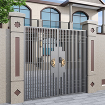 Modern wrought iron gate Villa courtyard door shutter door outdoor iron door into the yard door single double open stainless steel