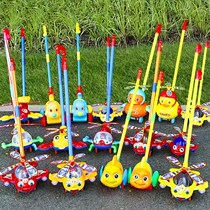 Childrens toddler hand push plane toys push wheel wheel push music single pole learn to walk with Bell Boy Girl