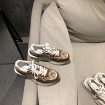 Otterles Outlets Clear Cabin Pick Up Missed Old Daddy Shoes Women 2022 Cloth Noodles Splicing Thick Bottom Lace Sneakers