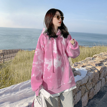  (Xiaocai mommy)Pink oversize maternity dress large loose sweater spring and autumn tide mother age reduction late pregnancy