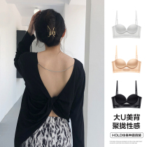 U-shaped halter underwear womens summer small chest gathered sexy lace on thin under thick upper bracket invisible beauty back bra cover