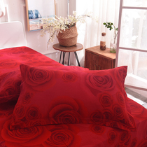 Wedding and festive big red single-product pillowcase thickened polished pillowcase one-piece pillowcase a pair of 48 * 74cm