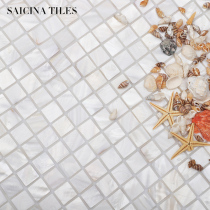 Natural White Shells Pearl Mosaic Tiles Handmade Toilet Bathroom kitchen background Restaurant bar Bench Wall Brick
